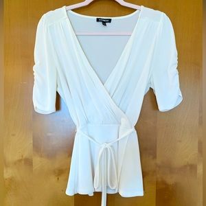 Express V Neck Blouse with Tie